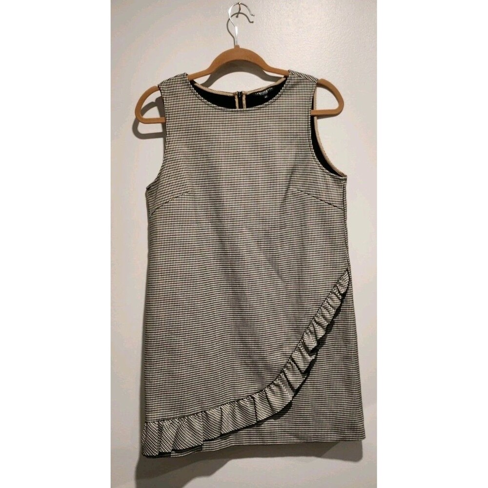 Tara Jarmon Houndstooth Ruffle Shift Dress Size EU42/US10